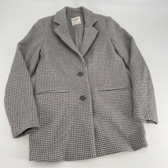 Abercrombie & Fitch Gray Check Wool Blend Oversized Blazer Coat Women’s XS